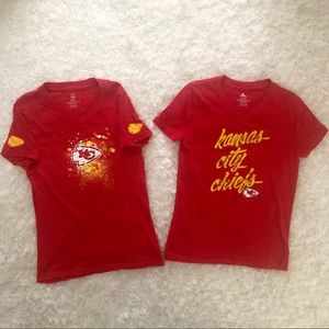 2 NWOT vneck KC Chiefs tshirts, girls XL (16)